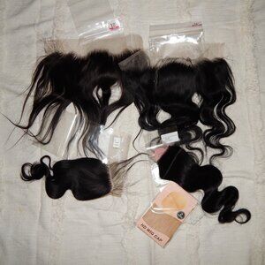 Black Lace Front Human Hair Extensions - 10" 14" - 13x4 4x4 2x6 Bundle